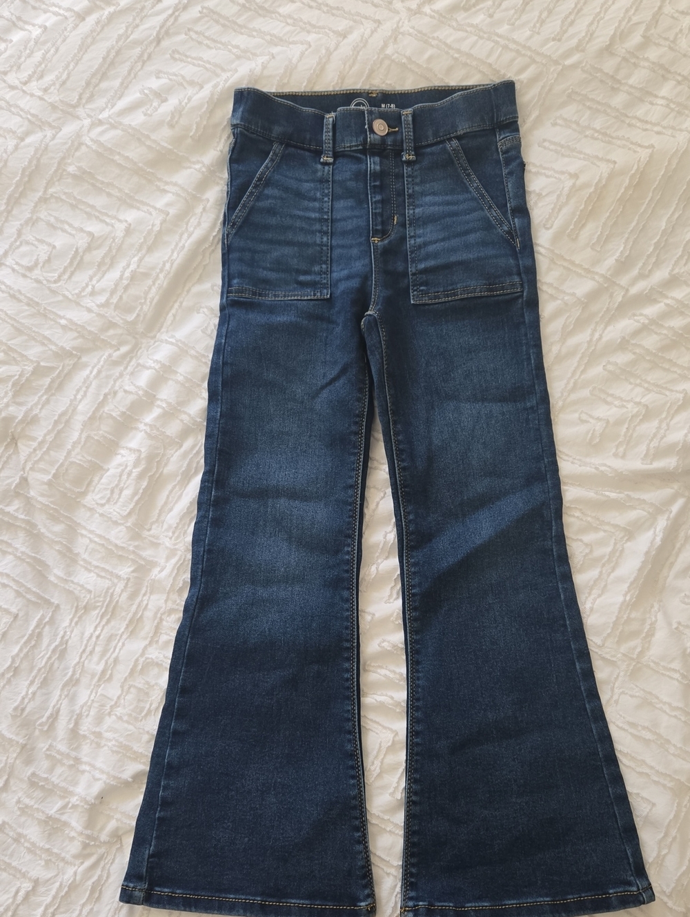 wonder nation Dark Blue Flare Jeans with Front Patch Pockets